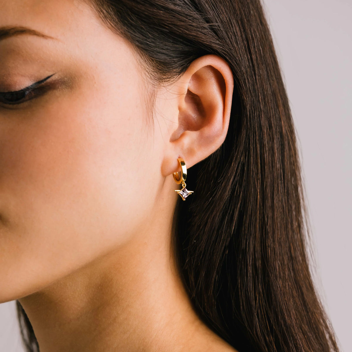 ASTA HUGGIE DROP HOOP EARRINGS
