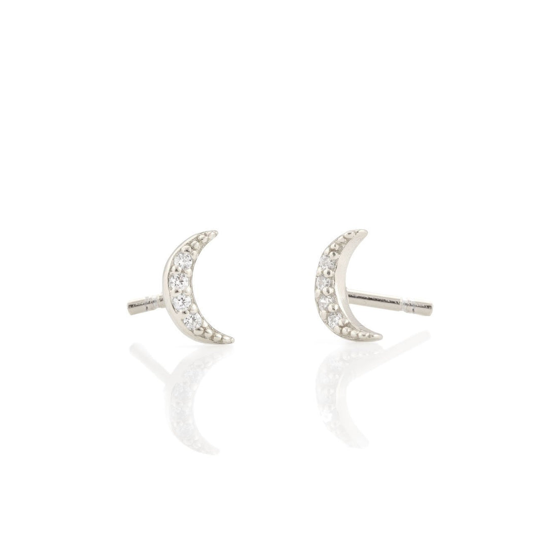 CRESCENT MOON CRYSTAL STUDS