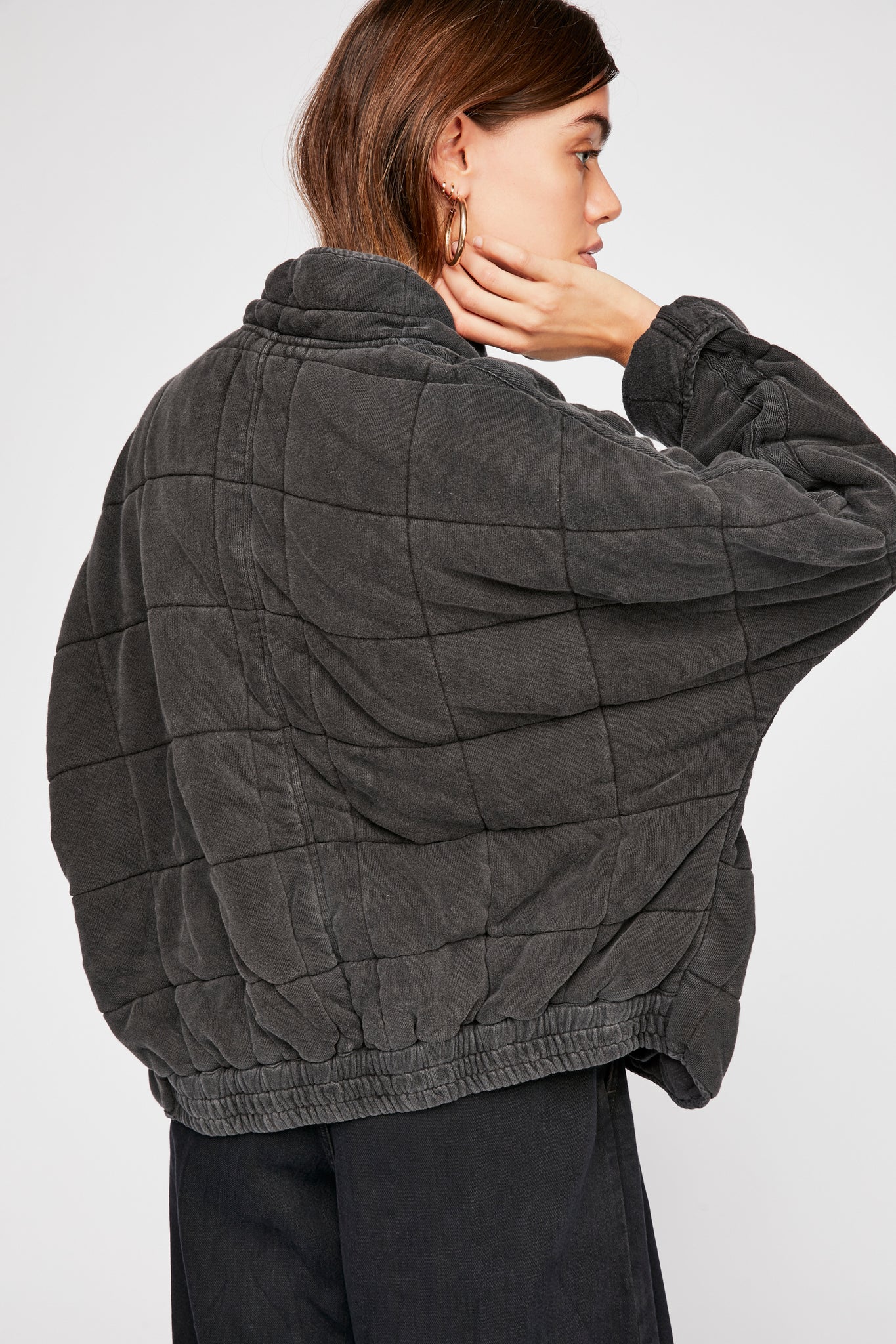 Dolman quilted 2025 knit jacket black